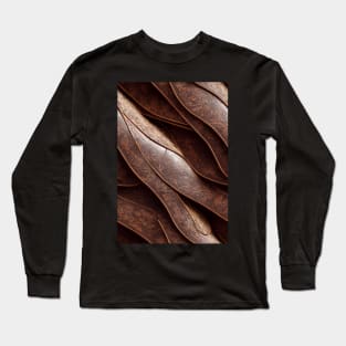 Dark Brown Ornamental Leather Stripes, natural and ecological leather print #46 Long Sleeve T-Shirt
